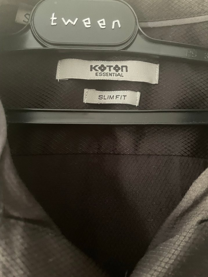 Siyah Erkek slim fit Gömlek, Düğmeli, Uzun Kollu - Görsel 2