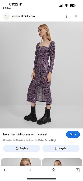 s Beden Bershka çiçekli elbise