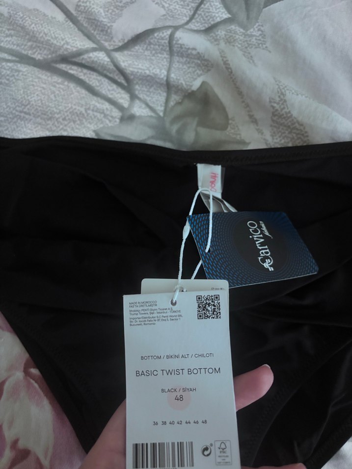 Siyah Drapeli Strappy Bikini Altı - Görsel 4