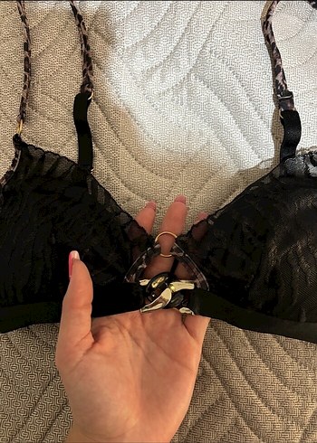 Penti Yılan Desenli Siyah Gotik Sütyen