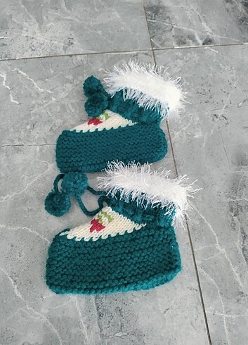 Vişneli bebek patik - Görsel 5