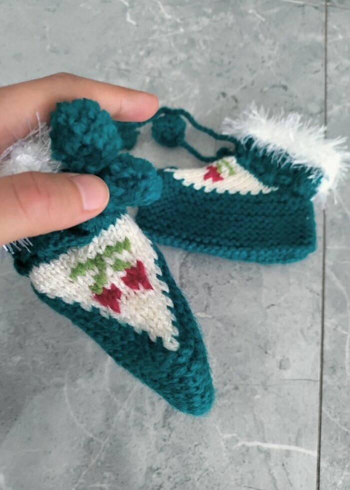 Vişneli bebek patik  - Görsel 4