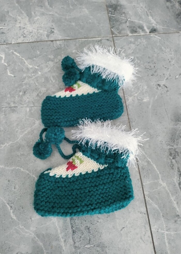 Vişneli bebek patik  - Görsel 5