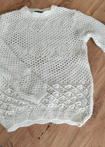 Bohem Beyaz Örgü kazak - Görsel 3