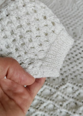 Bohem Beyaz Örgü kazak - Görsel 4