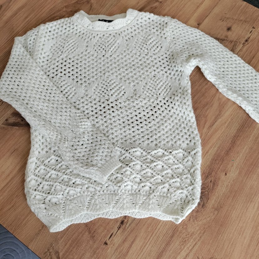 Bohem Beyaz Örgü kazak - Görsel 3