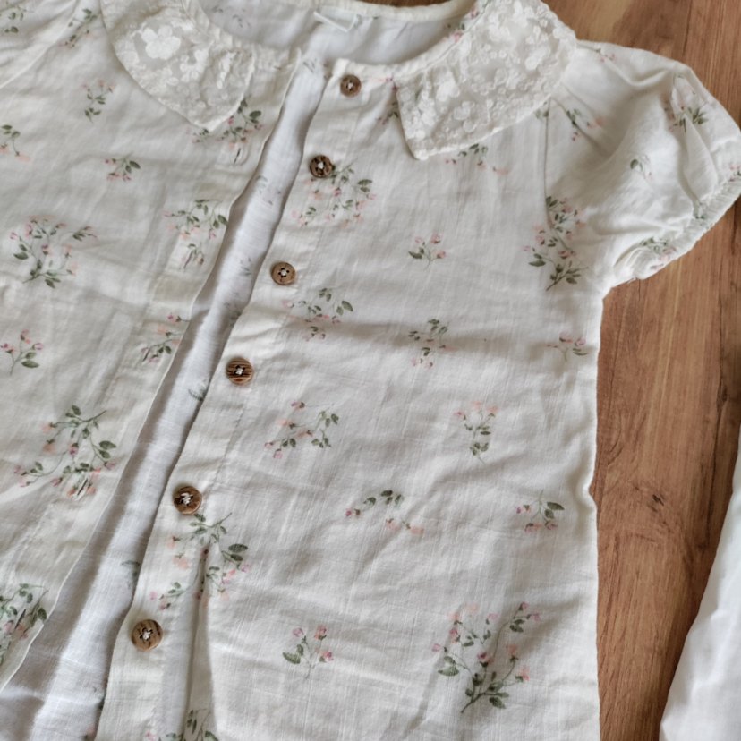 Nakışlı Beyaz Kız Çocuk Kısa Kollu Gömlek - Görsel 2