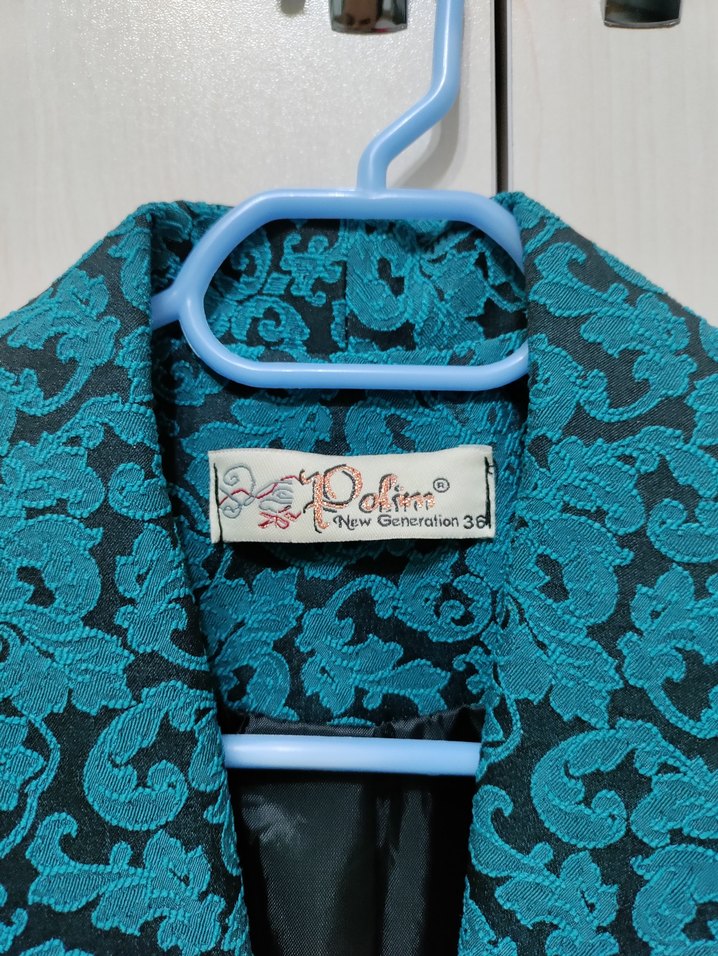 Kadın Mavi Desenli Uzun Kollu Blazer Ceket - Görsel 3