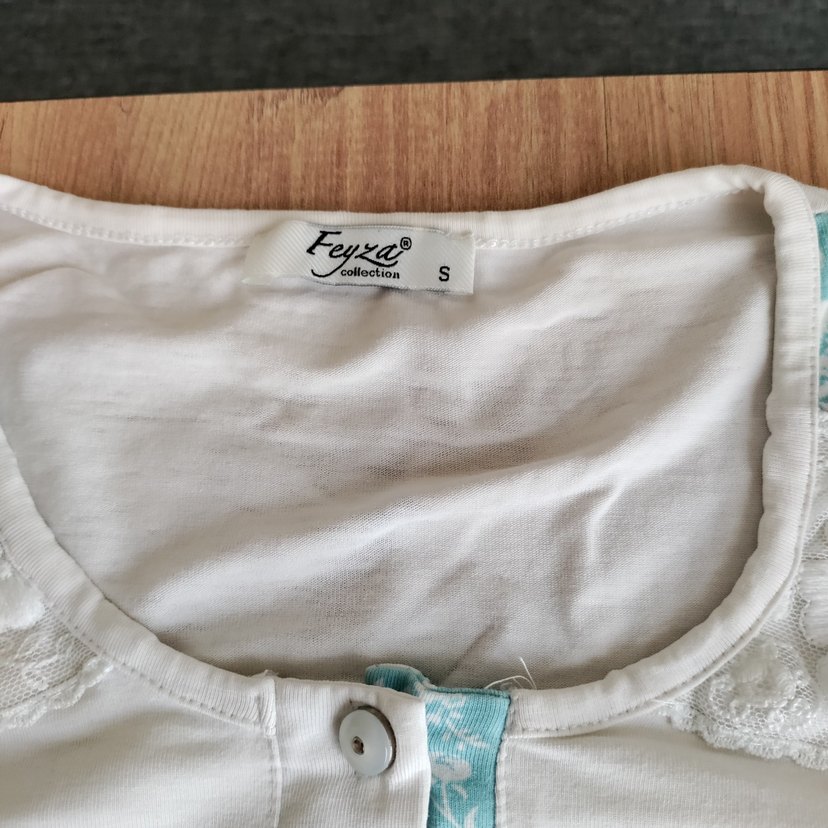 Kadın Beyaz Desenli Kısa Kollu Pijama Takımı - Görsel 3