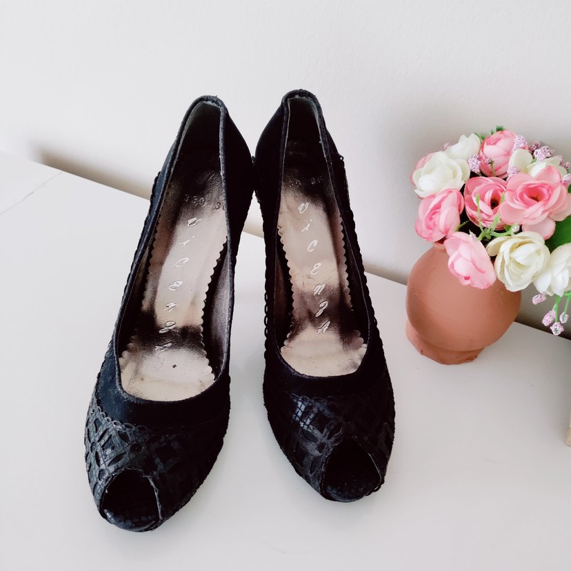 Siyah Dantel Detaylı Yılan Desenli Stiletto - Görsel 4