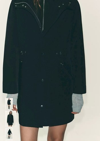 Siyah Midi Kadın Yağmurluk - Rahat Kesim - Görsel 2