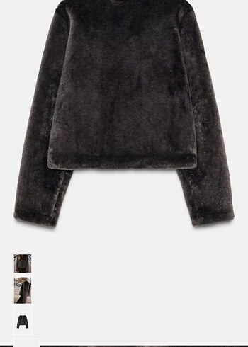 Gri Kadın Kürk Detaylı Midi Ceket - Görsel 6