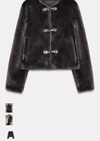 Gri Kadın Kürk Detaylı Midi Ceket - Görsel 5