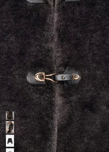 Gri Kadın Kürk Detaylı Midi Ceket - Görsel 7