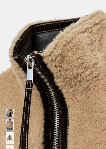 Kahverengi Yüksek Yakalı Peluş Kadın Ceket - Görsel 8