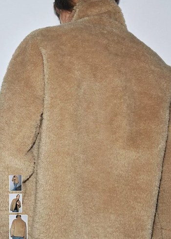 Kahverengi Yüksek Yakalı Peluş Kadın Ceket - Görsel 2