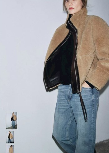 Kahverengi Yüksek Yakalı Peluş Kadın Ceket - Görsel 7