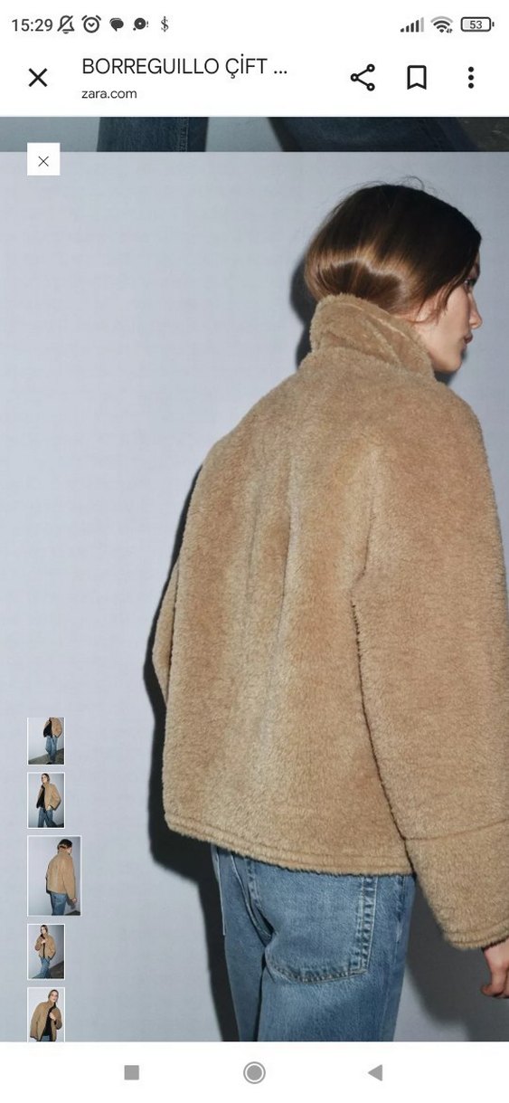 Kahverengi Yüksek Yakalı Peluş Kadın Ceket - Görsel 5