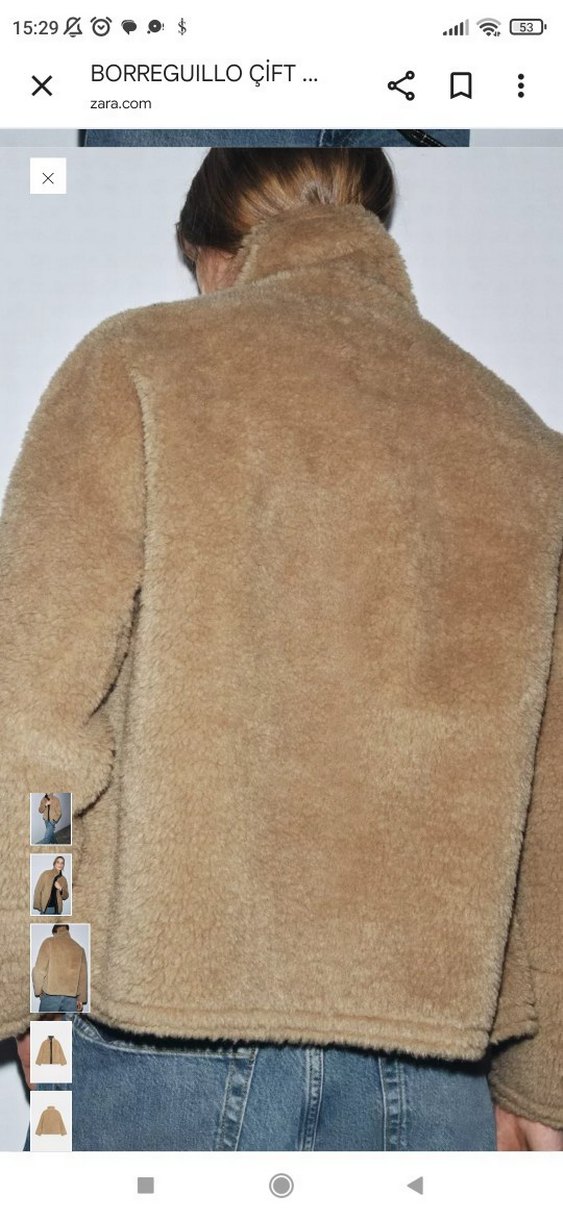 Kahverengi Yüksek Yakalı Peluş Kadın Ceket - Görsel 2