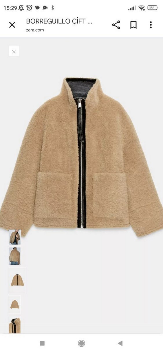 Kahverengi Yüksek Yakalı Peluş Kadın Ceket - Görsel 3