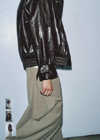 Kürk Detaylı Siyah Deri Biker Ceket - Görsel 7