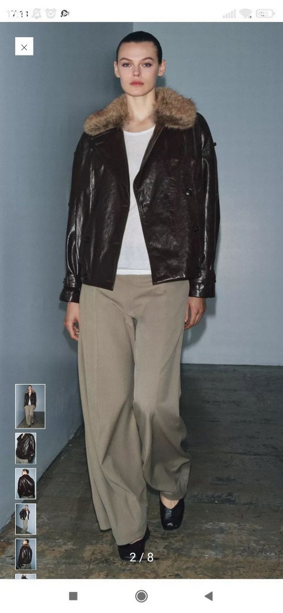 Kürk Detaylı Siyah Deri Biker Ceket - Görsel 2