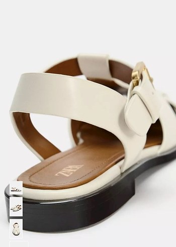 Kadın Beyaz Deri Tokalı Blok Topuklu Sandalet - Görsel 4