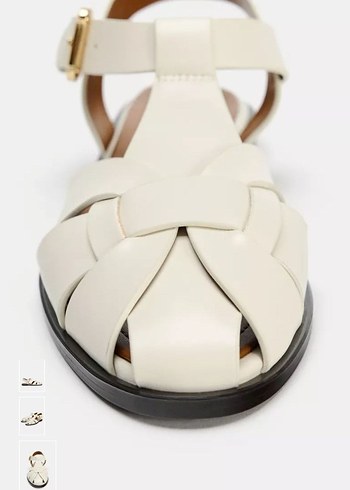 Kadın Beyaz Deri Tokalı Blok Topuklu Sandalet - Görsel 3