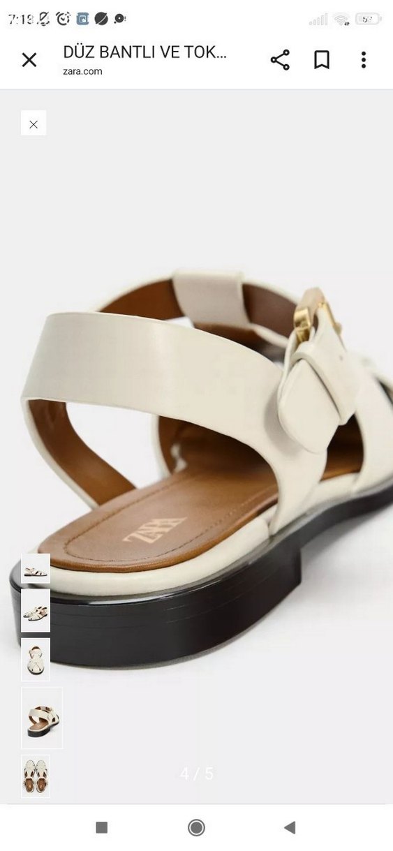 Kadın Beyaz Deri Tokalı Blok Topuklu Sandalet - Görsel 4