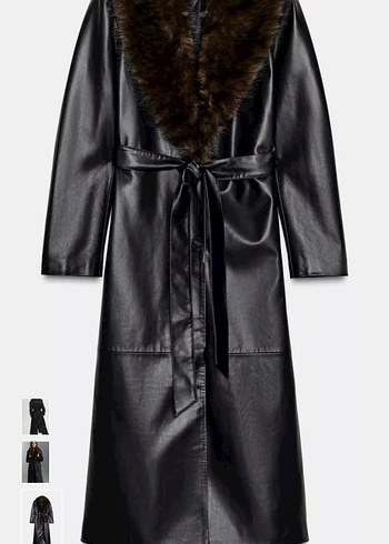 Kahverengi Deri Uzun Kürk Detaylı Kadın Kaban - Görsel 2