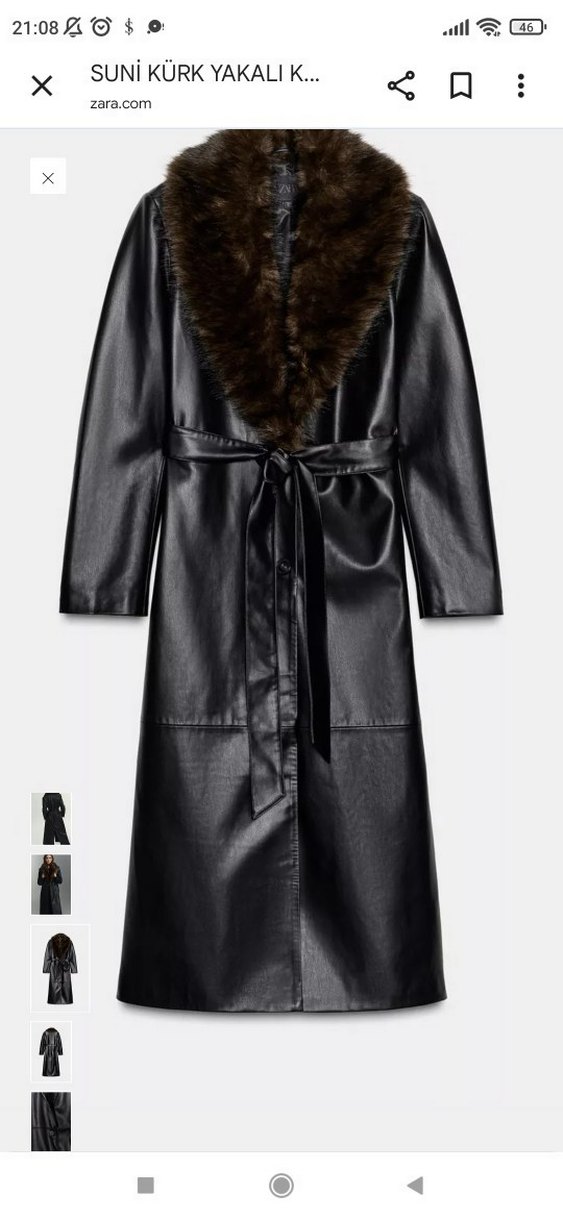 Kahverengi Deri Uzun Kürk Detaylı Kadın Kaban - Görsel 2