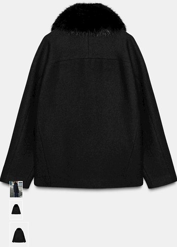 Kürklü Siyah Oversize Kadın Kot Kaban - Görsel 7