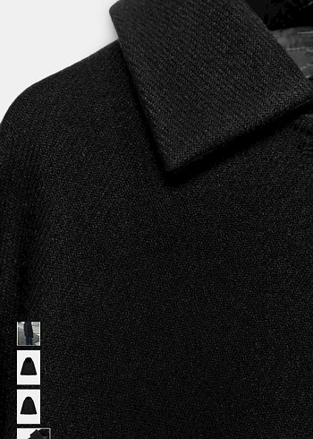 Kürklü Siyah Oversize Kadın Kot Kaban - Görsel 8