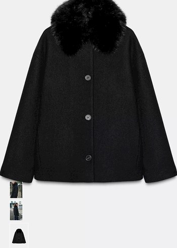 Kürklü Siyah Oversize Kadın Kot Kaban - Görsel 6