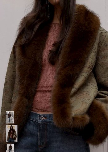 Kahverengi Kürk Detaylı Süet Midi Ceket - Görsel 3