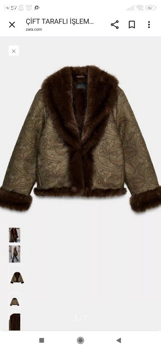 Kahverengi Kürk Detaylı Süet Midi Ceket - Görsel 5