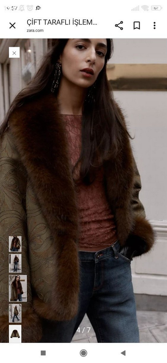 Kahverengi Kürk Detaylı Süet Midi Ceket - Görsel 4