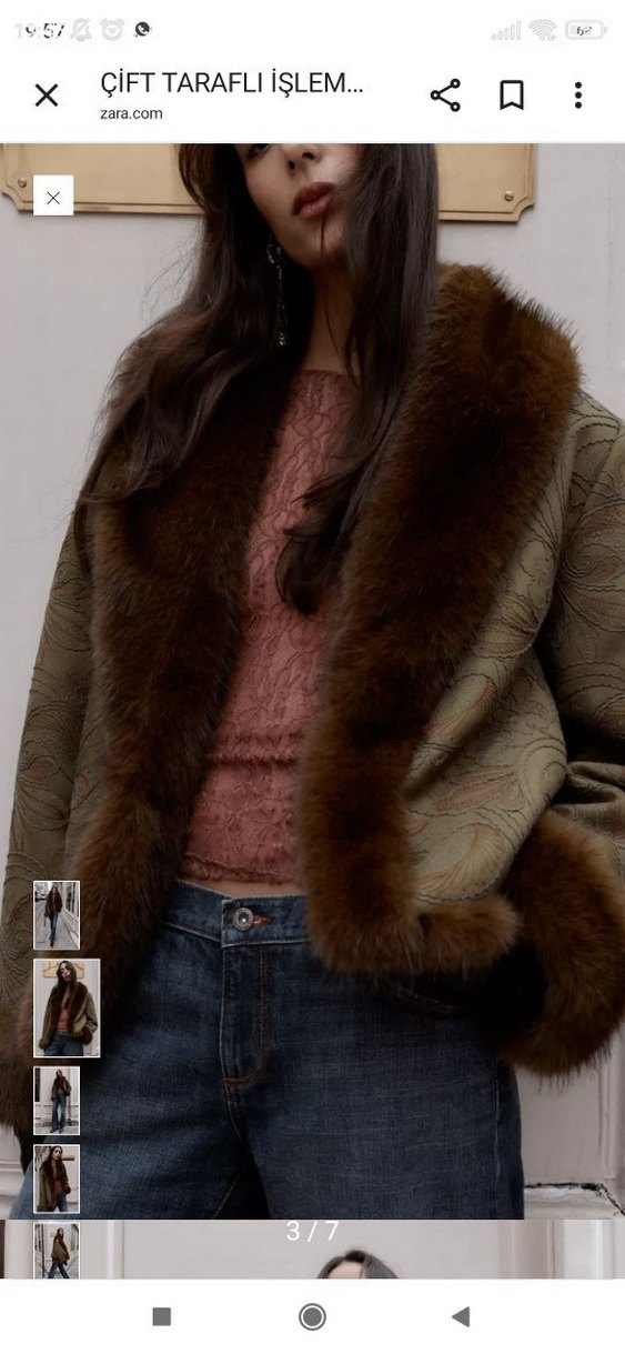 Kahverengi Kürk Detaylı Süet Midi Ceket - Görsel 3