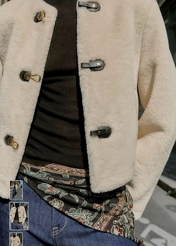 Beyaz Kısa Kürklü Kadın Ceket - Görsel 5