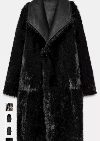 Sokak Stili Siyah Midi Suni Kürk Kaban - Görsel 6