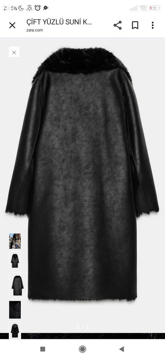 Sokak Stili Siyah Midi Suni Kürk Kaban - Görsel 5
