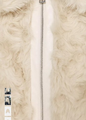 Kürklü Beyaz Midi Boy Kadın Ceket - Görsel 11