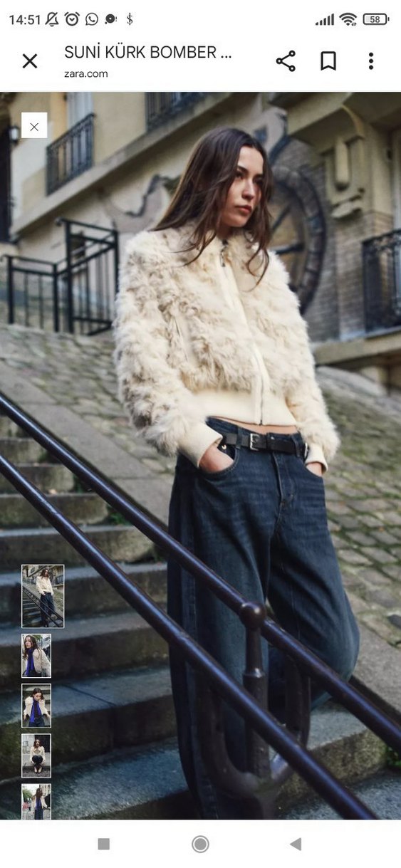 Kürklü Beyaz Midi Boy Kadın Ceket - Görsel 2