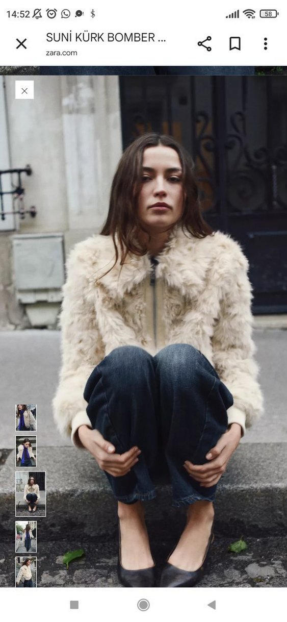 Kürklü Beyaz Midi Boy Kadın Ceket - Görsel 5