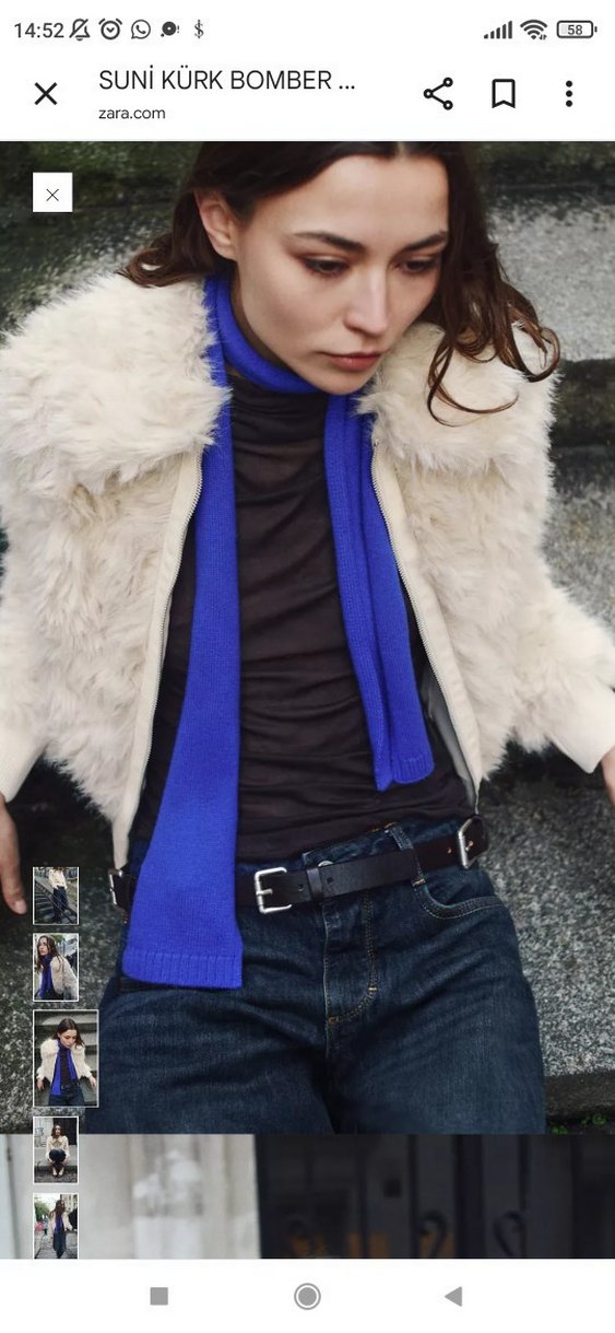 Kürklü Beyaz Midi Boy Kadın Ceket - Görsel 4