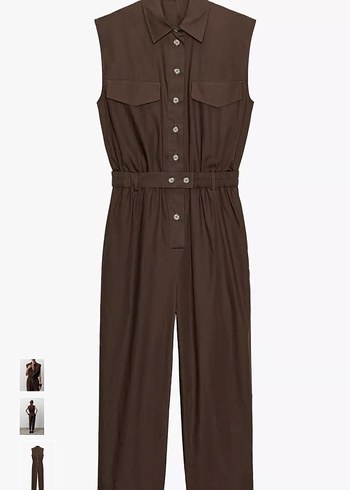 Kahverengi Deri Kemerli Kadın Tulum - Görsel 5