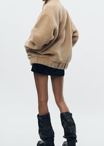 Zara Bej Peluş Kadın Ceket