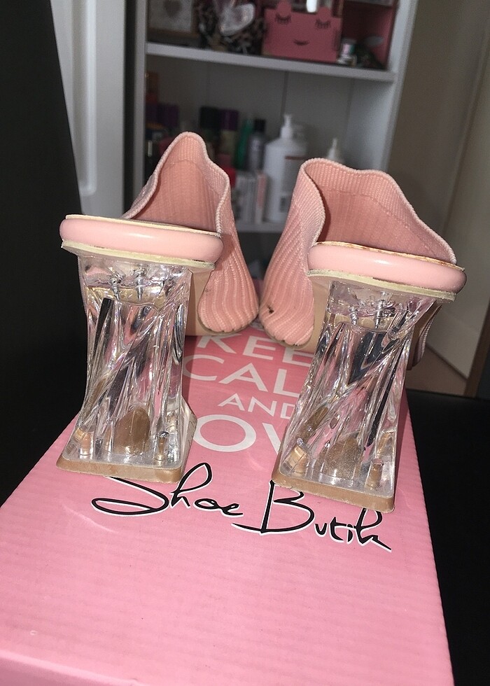 Pudra rengi topuklu terlik - Görsel 3