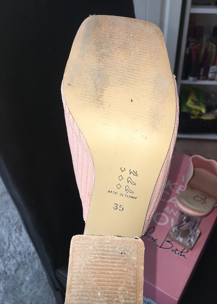 Pudra rengi topuklu terlik - Görsel 4