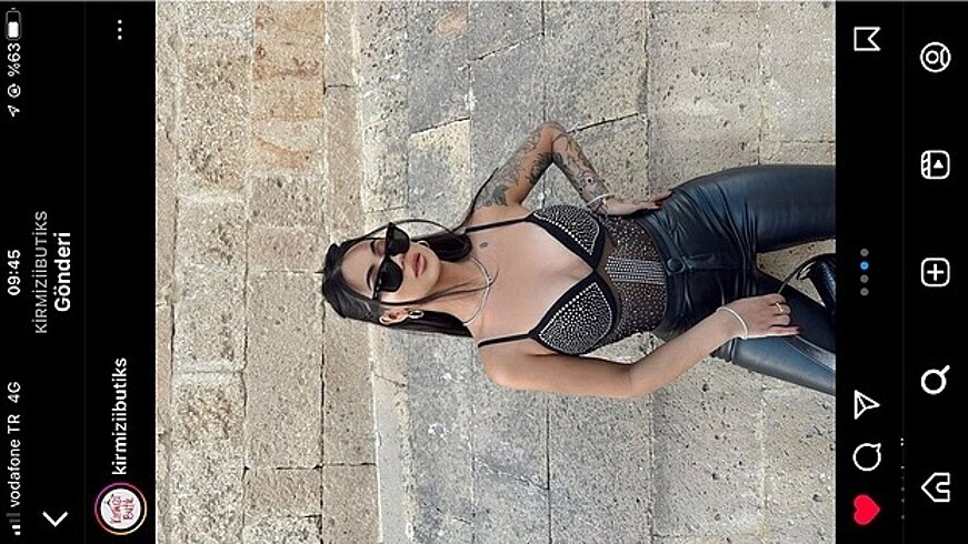 s Beden siyah Renk Tül taşlı body